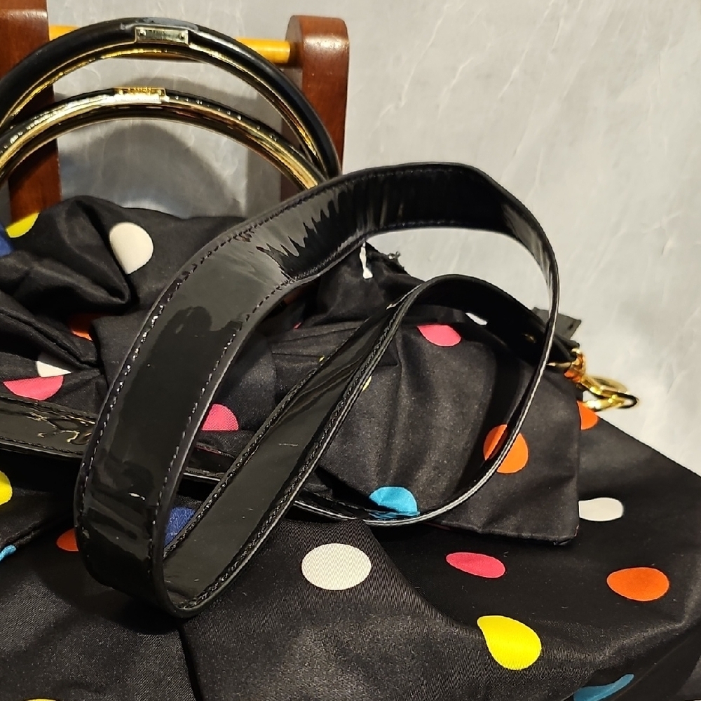 Lulu Guinness Black Bag with Colorful Polka Dots And Playful Bow - 2013 - Picture 7 of 10